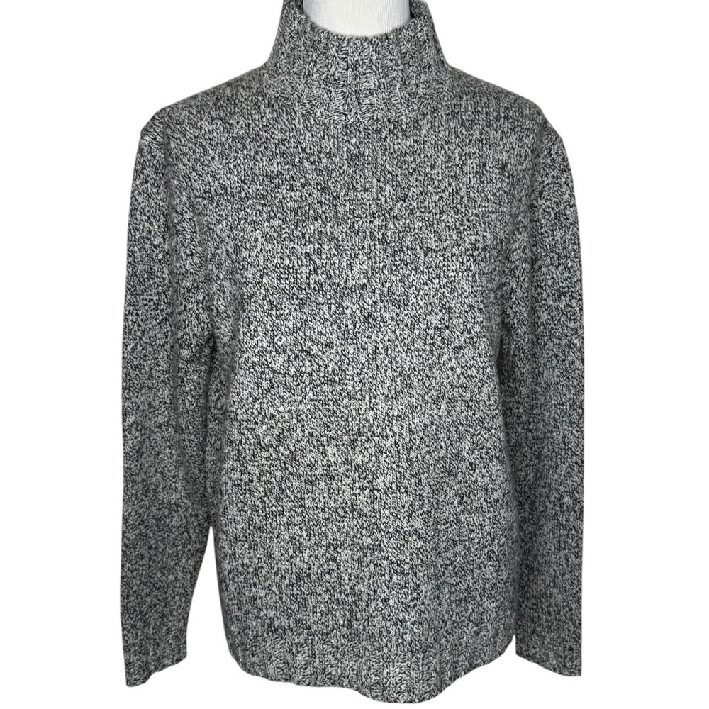 Karen Kane Marled Merino Wool Blend Gray Mock Neck Pullover Sweater Size L Warm
